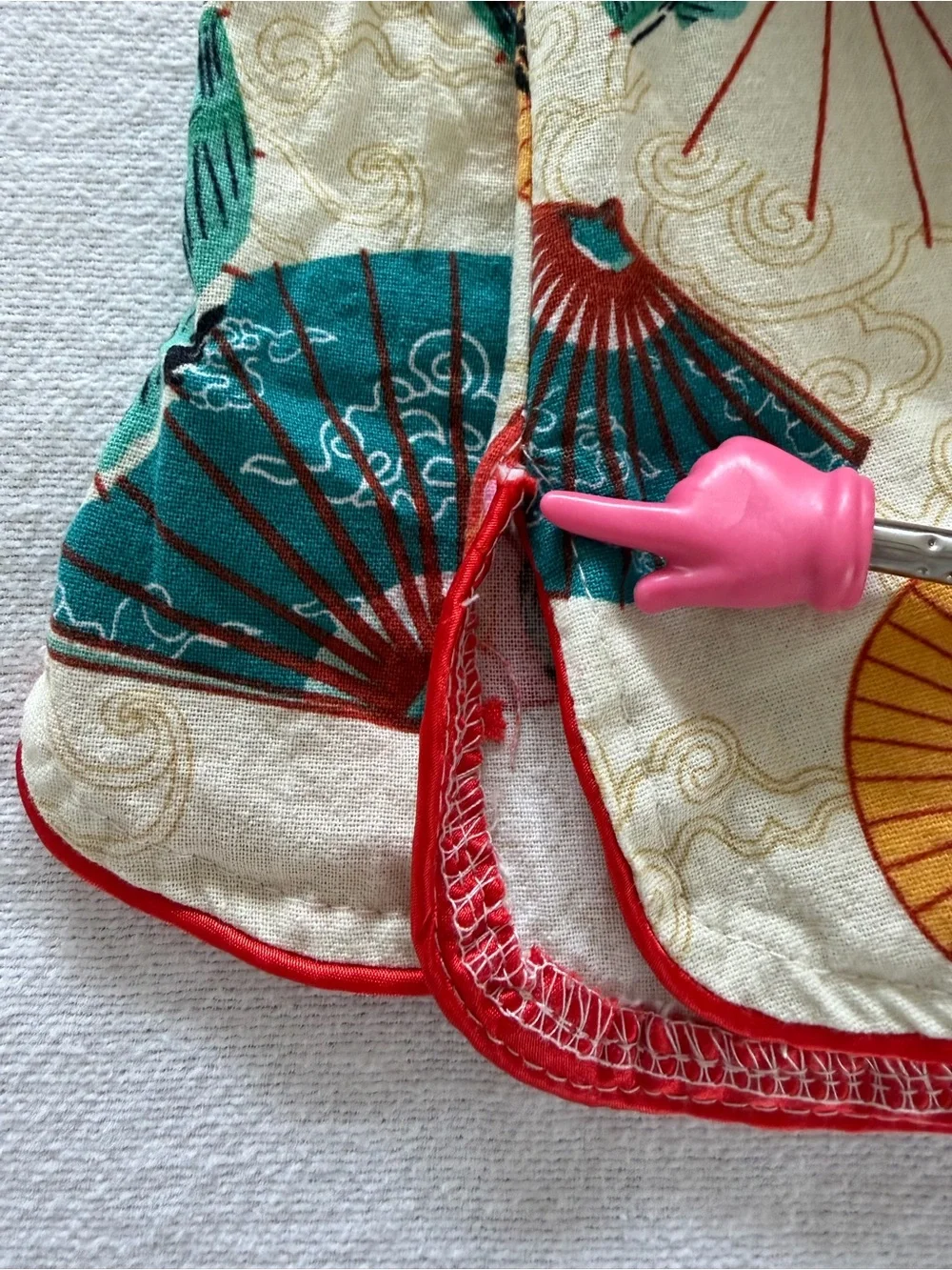 Toddler Asian Inspired Cheongsam Dress Red Gold Fan Print Size 3T Disneys Epcot‎